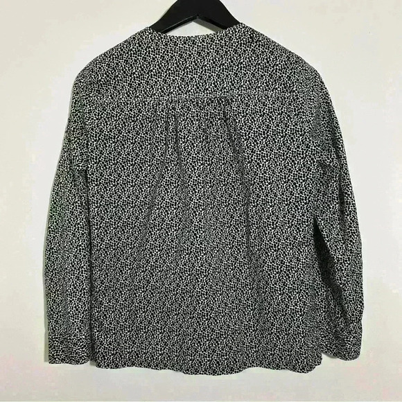 Liz Claiborne Long Sleeve Blouse Black and White Print Button Down Top - Picture 6 of 8